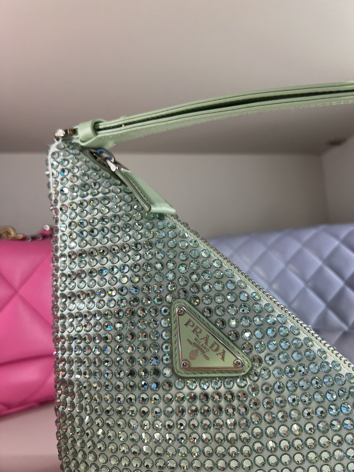 Prada Authentic Prada Green Mini Crystal Raso Bag Size ONE SIZE - 8 Thumbnail