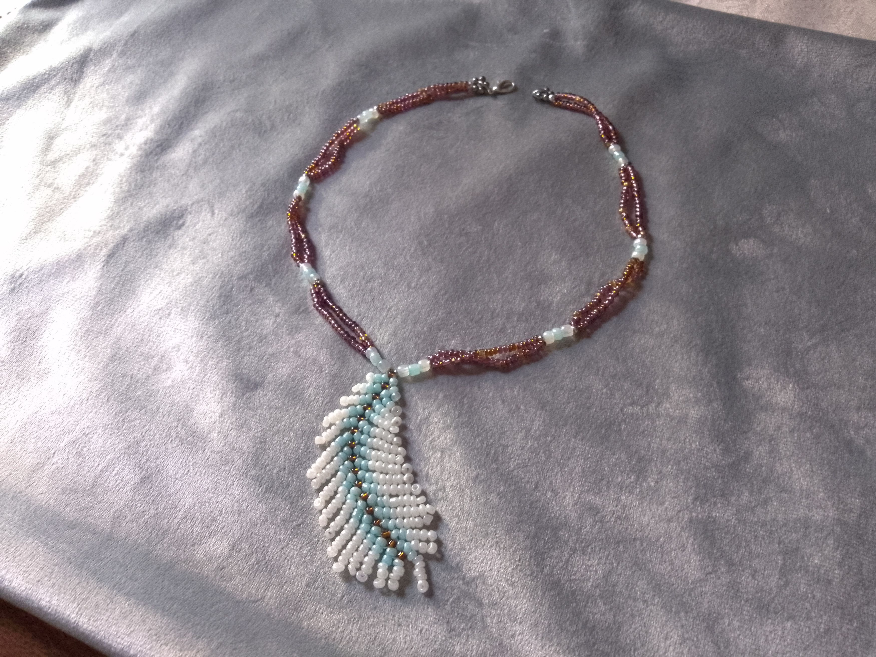 Handmade Necklace Ethnic Native Americans Pendant Beaded Feather Size ONE SIZE - 5 Thumbnail