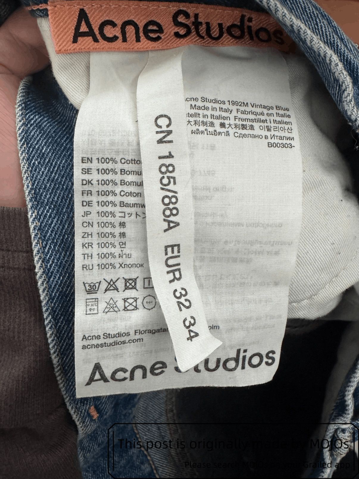 Acne Studios W32 L34 Ance Studios 1992M Washed Denim mojos1456 Size US 32 / EU 48 - 3 Thumbnail