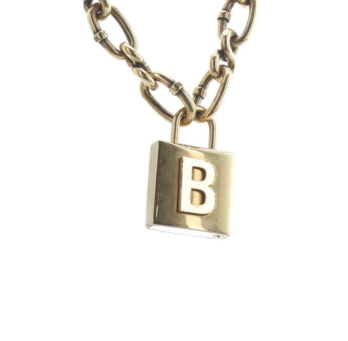 Balenciaga Balenciaga Lock Chain Necklace in aged gold-tone metal Size ONE SIZE - 2 Thumbnail