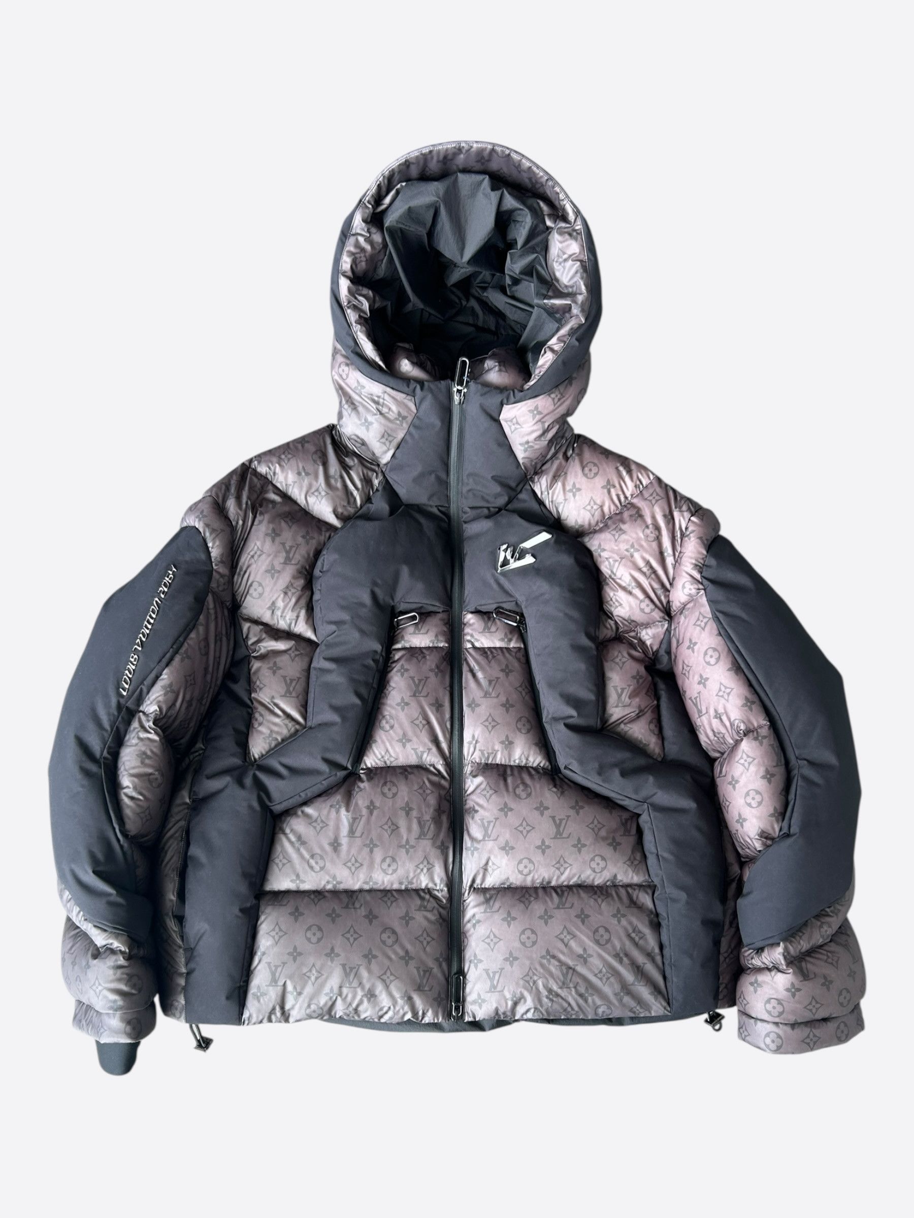 Louis Vuitton Black & Grey 2054 Monogram Heat Reflective Puffer Jacket Size US L / EU 52-54 / 3 - 1 Thumbnail