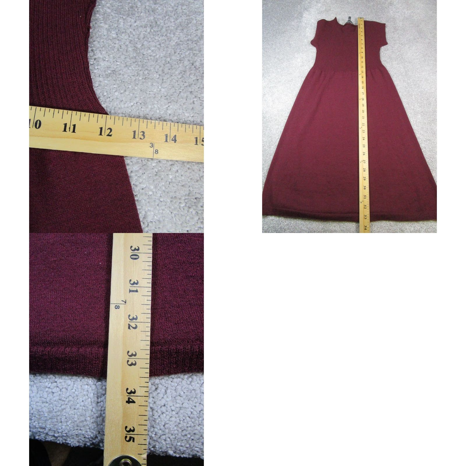 Eileen Fisher VINTAGE Eileen Fisher Sweater Dress Womens PP Burgundy Wool Knit Blouson Short Sleeve Pullover Knit Dress Petite Women Blouson, Sweater Dress Size XXS / US 00 / IT 34 - 9 Thumbnail