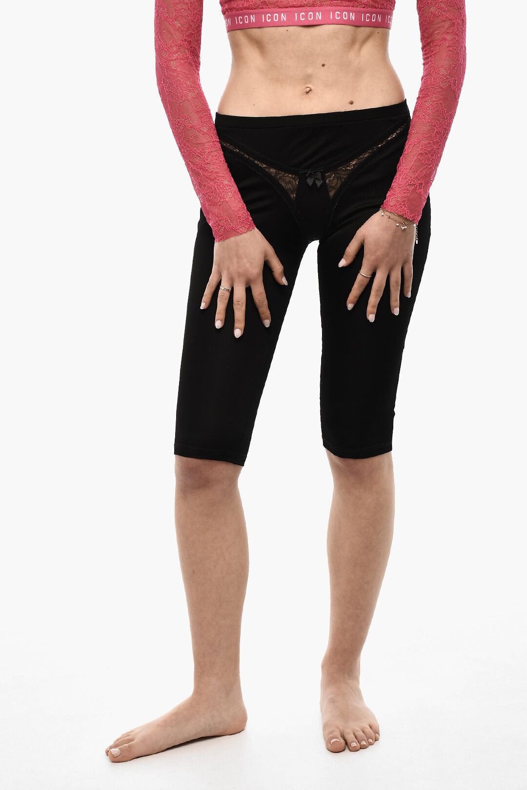 Dsquared2 Satin Shorts with Lingerie Detail Size 25" / US 0 / IT 36 - 1 Thumbnail