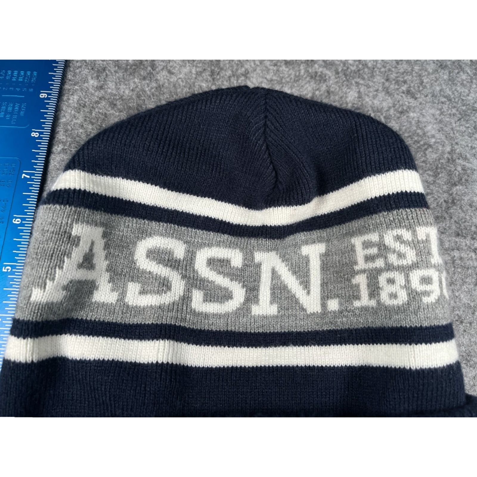 Vintage US Polo ASSN Beanie Toque Adult One Size Blue Gray Stripe Knit Polyester Pony Size US M / EU 48-50 / 2 - 5 Thumbnail
