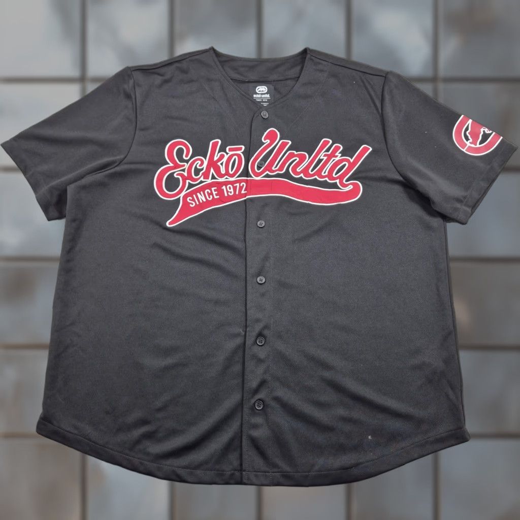 Ecko Unltd. Ecko Unltd Jersey Mens 2XL Black Button Baseball Since 1972 Graphic Logo Jersey 2XL Mens Black Graphic Print Sports Hip Hop 80s 90s Brand Clothing Size US XXL / EU 58 / 5 - 1 Thumbnail