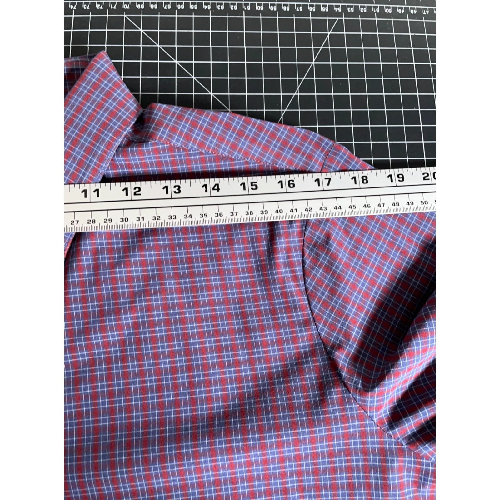 Mizzen+Main Mizzen+Main Leeward Shirt Men's Large Trim Fit Red Blue Plaid Stretch Fabric Size US L / EU 52-54 / 3 - 7 Thumbnail