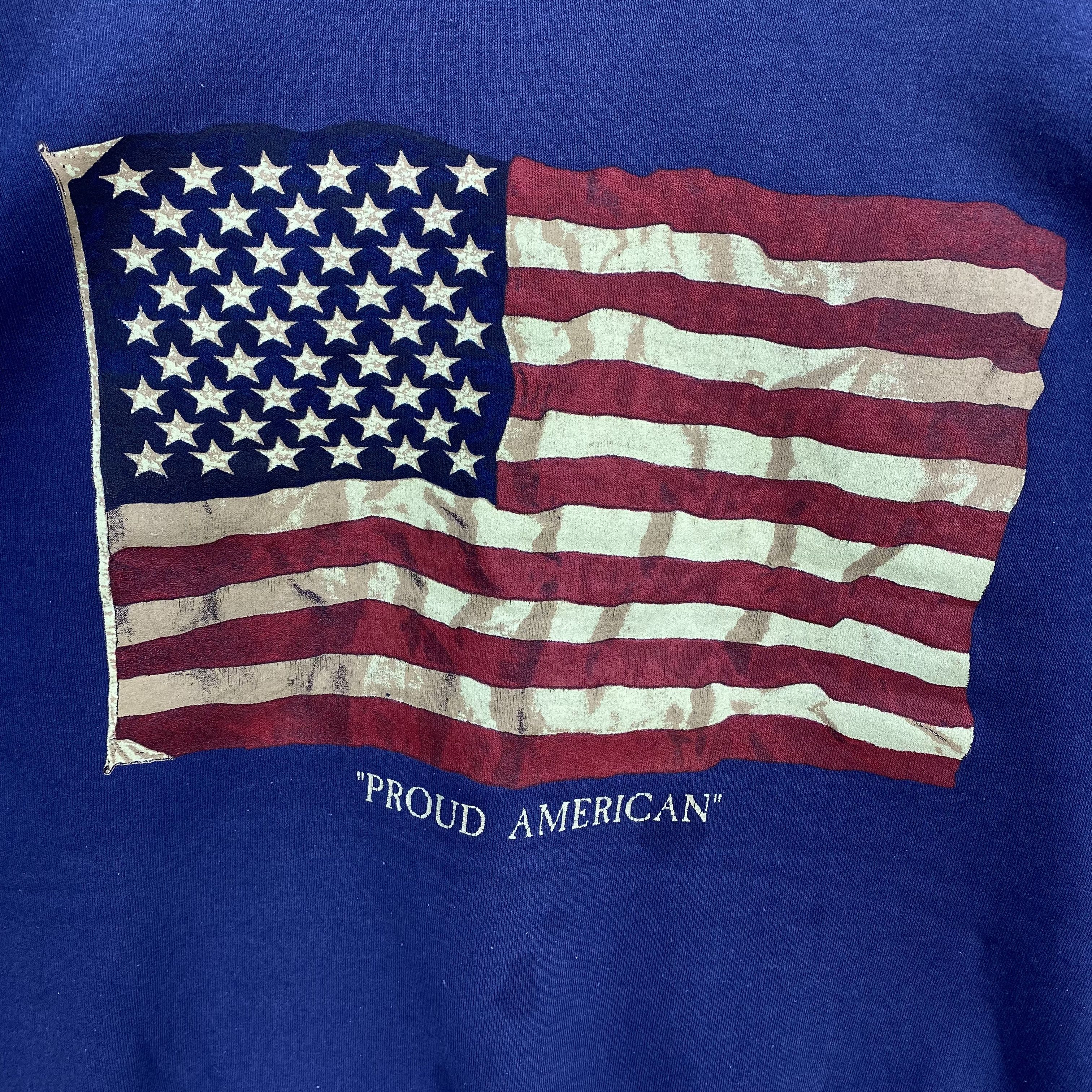 Vintage Vintage 90s Hanes Proud American Flag Pullover Sweatshirt Size US L / EU 52-54 / 3 - 4 Thumbnail