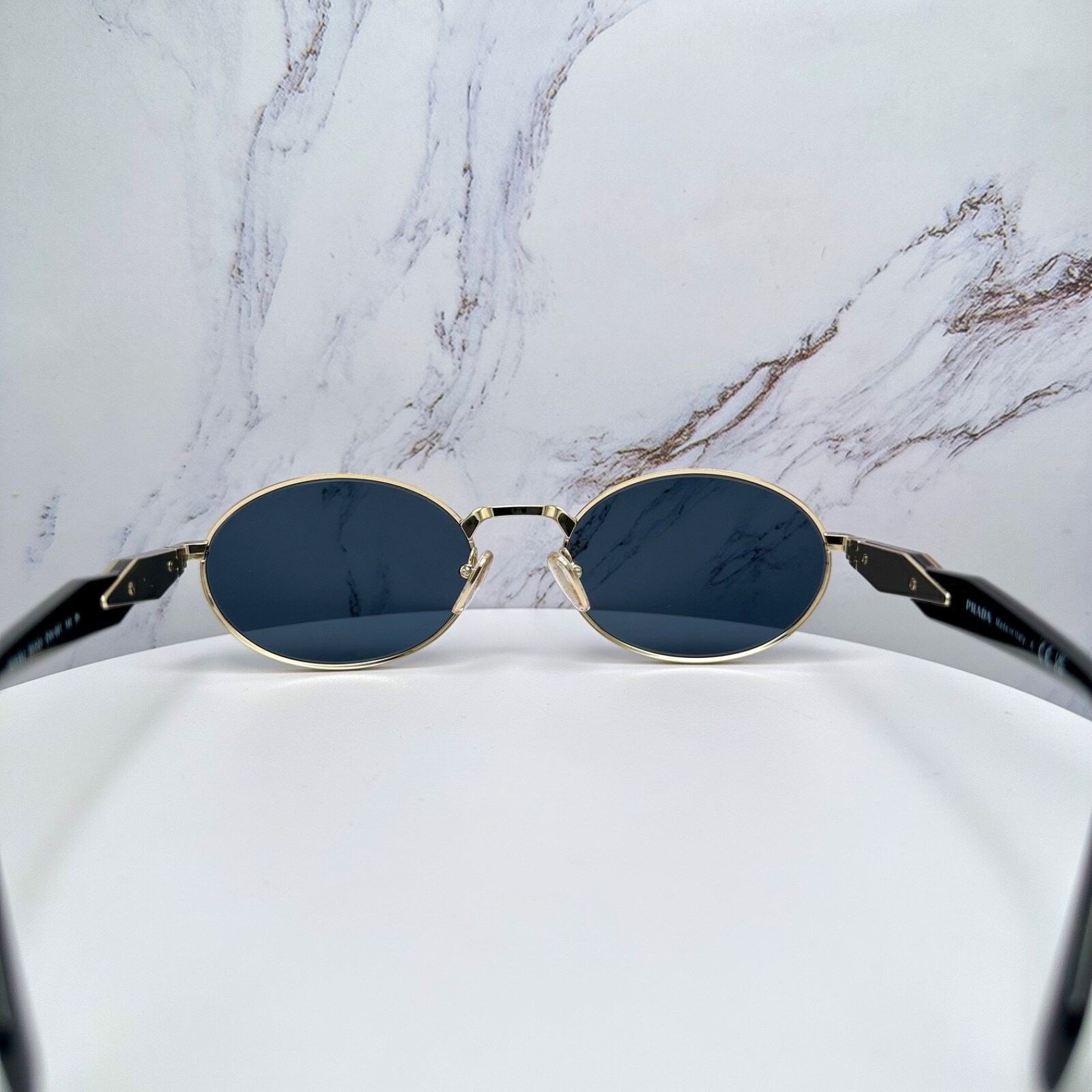 Prada New PRADA Sunglasses Metal Oval Black PRADA Symbole Logo Size ONE SIZE - 16 Thumbnail