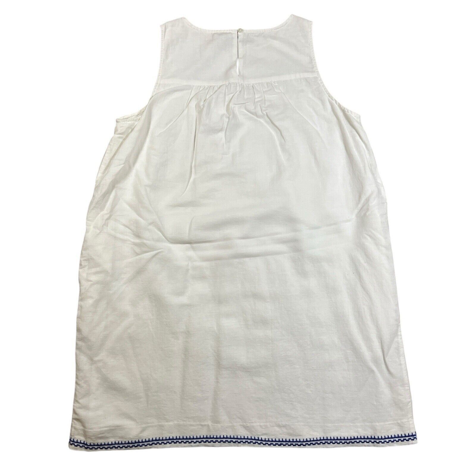 J.Crew J.Crew White Blue Embroidered Linen Sheath Dress Size Large Size L / US 10 / IT 46 - 6 Thumbnail