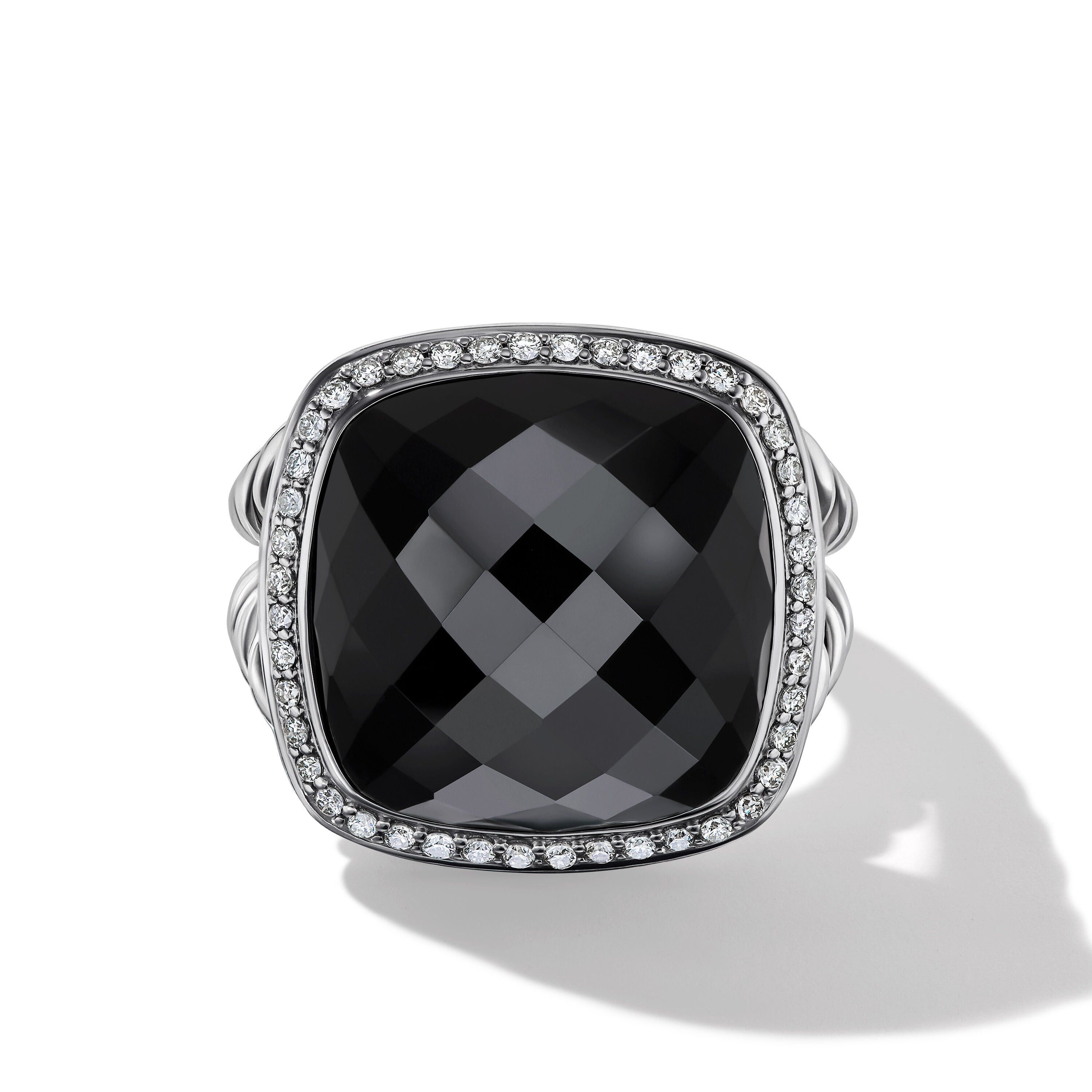 David Yurman o1w1db10525 R12274D Ring in Silver with Onyx and Diamond Size ONE SIZE - 2 Thumbnail