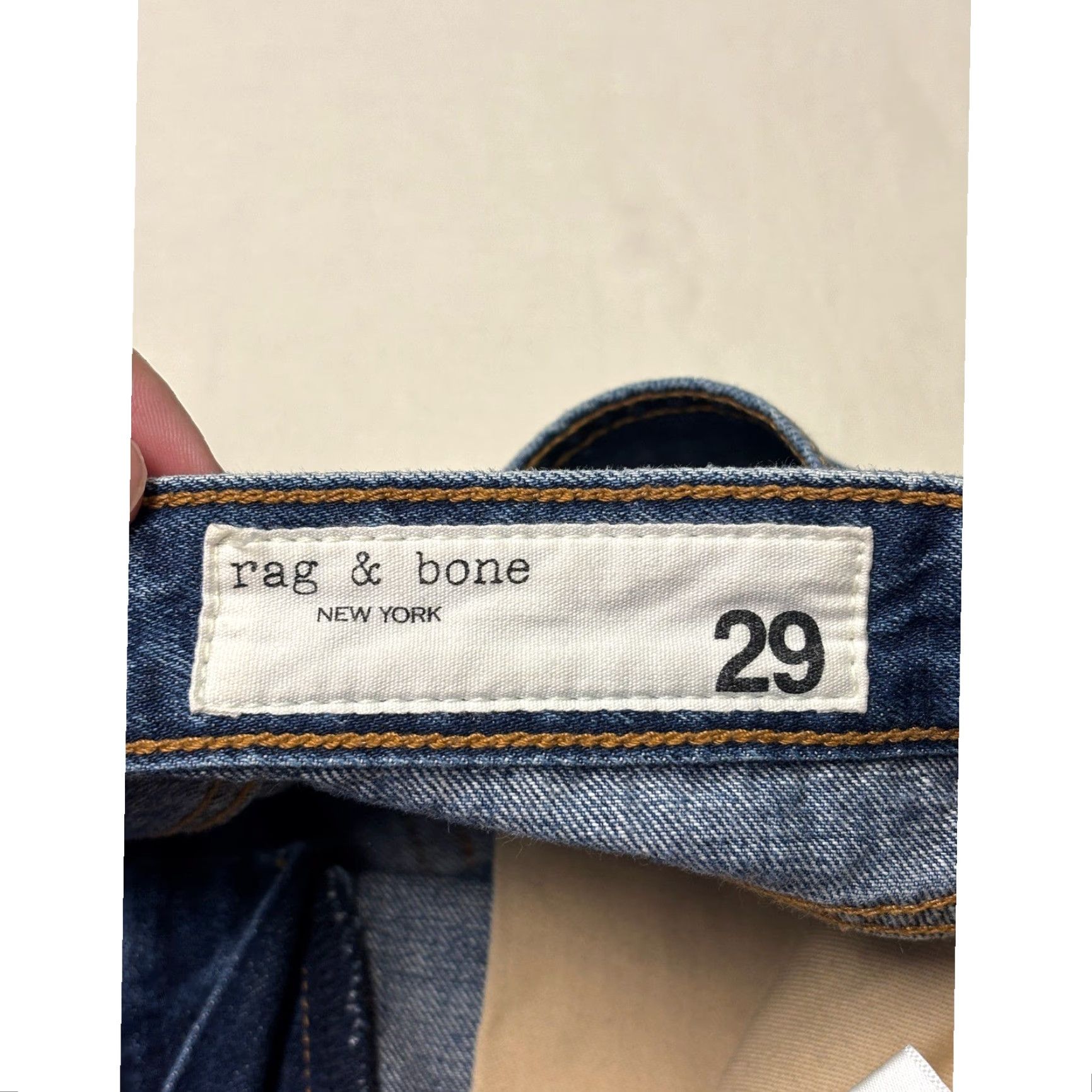 Rag & Bone VINTAGE Rag & Bone Ruth High-Rise Straight Jeans Baywater Blue Raw Hem 29x22 Women Size 29" - 5 Thumbnail