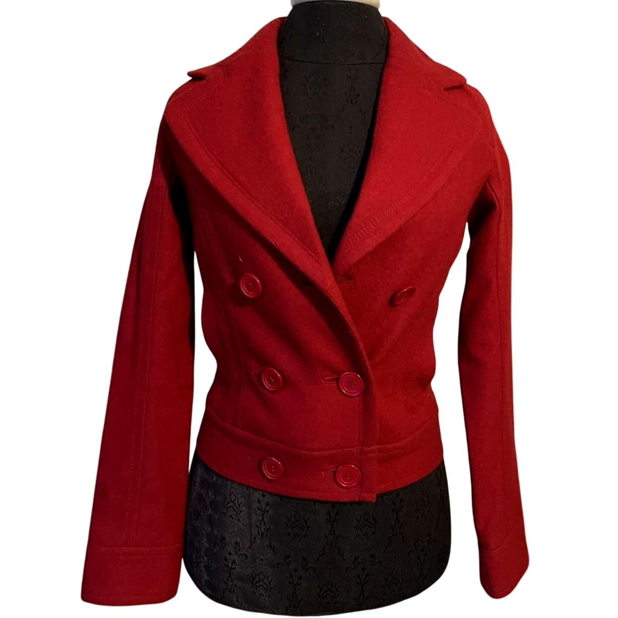 BP. BP. Women’s Red Double-Breasted Peacoat – Size XS Size XS / US 0-2 / IT 36-38 - 1 Thumbnail