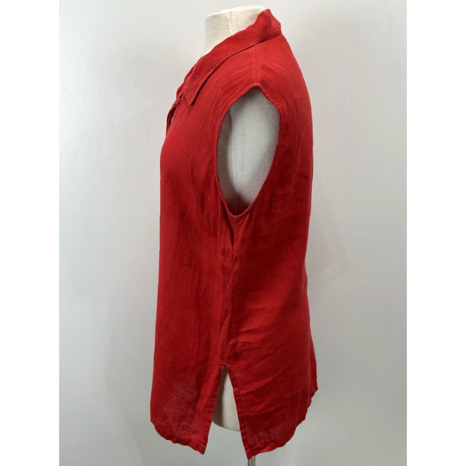 Vintage VINTAGE Chicos Women's Tunic Shirt Linen Sleeveless Casual Summer Fall Large Red Button-Up Size L / US 10 / IT 46 - 2 Thumbnail