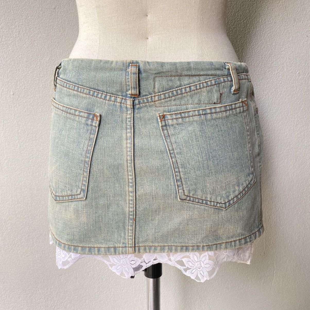 Jean Paul Gaultier JPG Jean Paul Gaultier Y2K Lace Trim Denim Skirt Size 36" / US 14 / IT 50 - 2 Thumbnail
