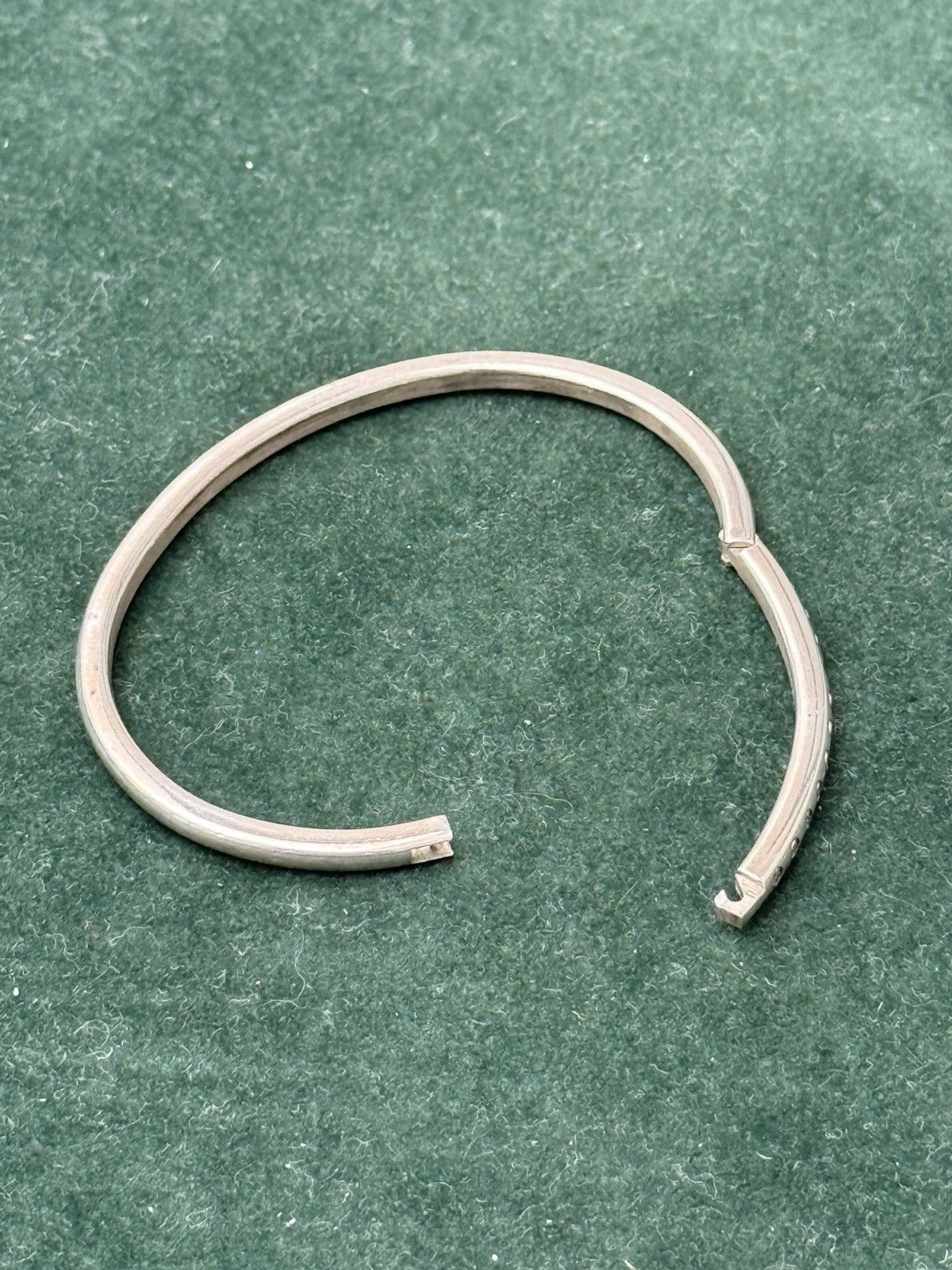 Sterling Silver Vintage Silver Rhinestone Bangle Bracelet Size ONE SIZE - 3 Thumbnail