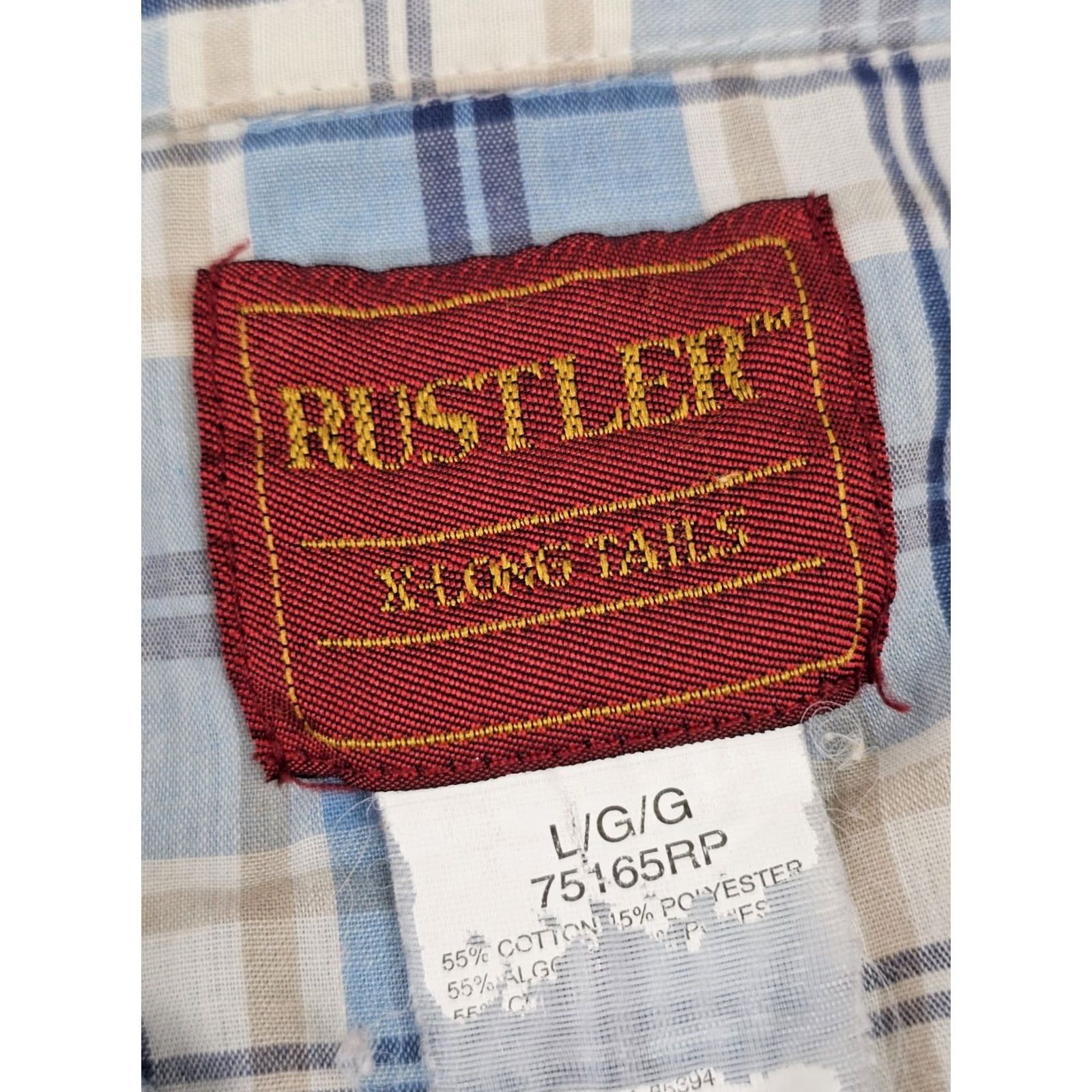 Vintage VINTAGE Rustler X-Long Tails Shirt LOT x 2 Pearl Snap Western Work Shirt Men L Blue Red Size US L / EU 52-54 / 3 - 2 Thumbnail