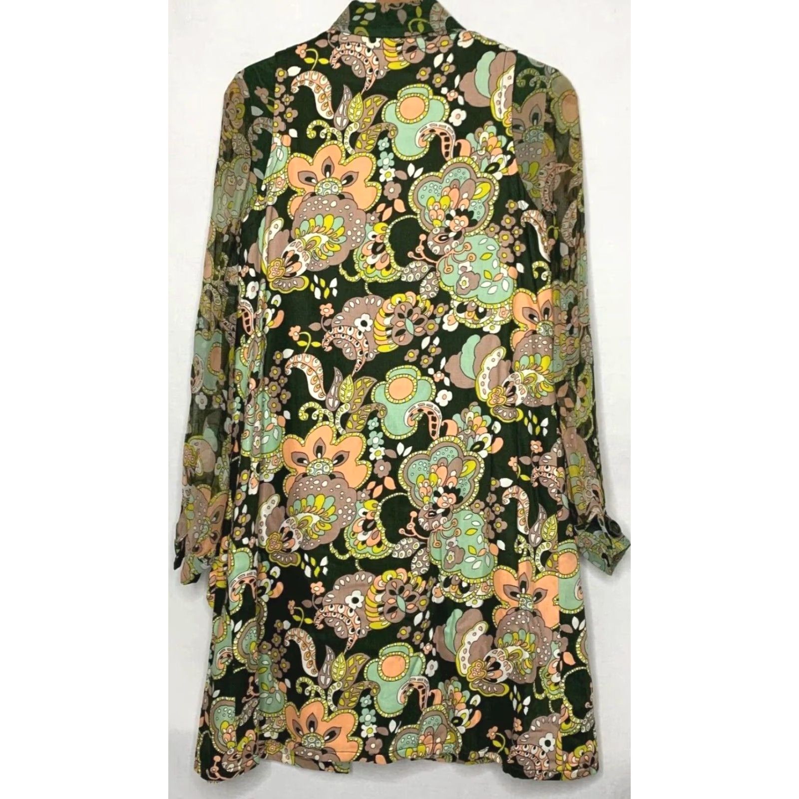Vintage Vtg Marcek Fenez Designer Roland Klein Total Dress Vest Set Mod Flower Power 1960s Size XL / US 12-14 / IT 48-50 - 3 Thumbnail
