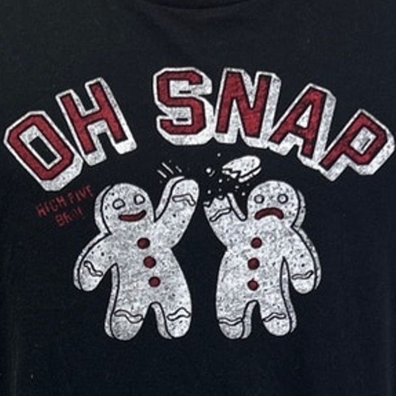 Old Navy Old Navy Mens Large Oh Snap Gingerbread Men Tee Shirt Size US L / EU 52-54 / 3 - 2 Thumbnail