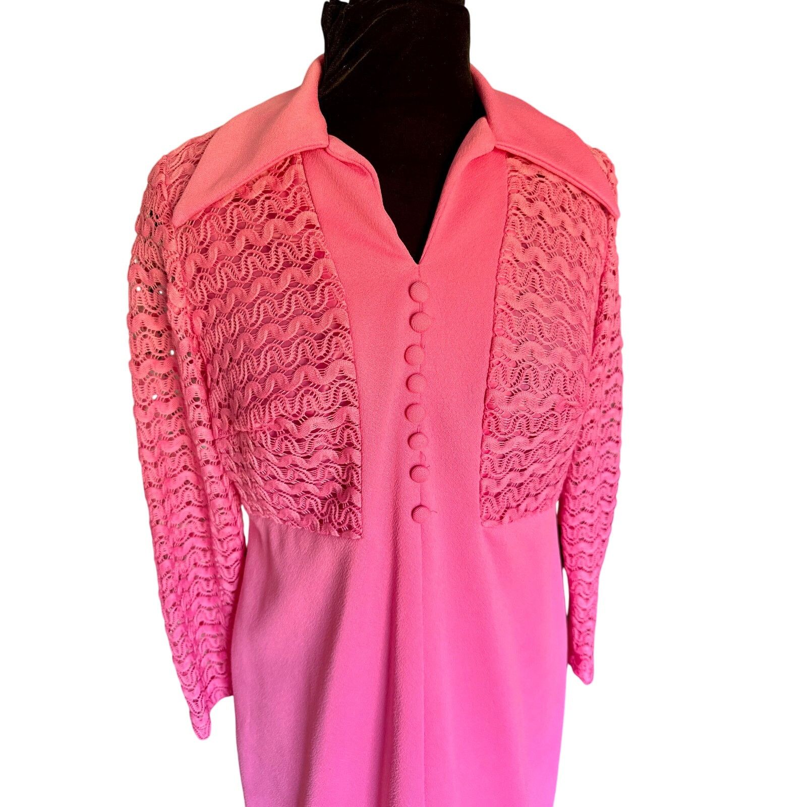 Vintage Vintage 70’s Hot Pink Groovy Texture GoGo Dress Large Hippie Size L / US 10 / IT 46 - 5 Thumbnail