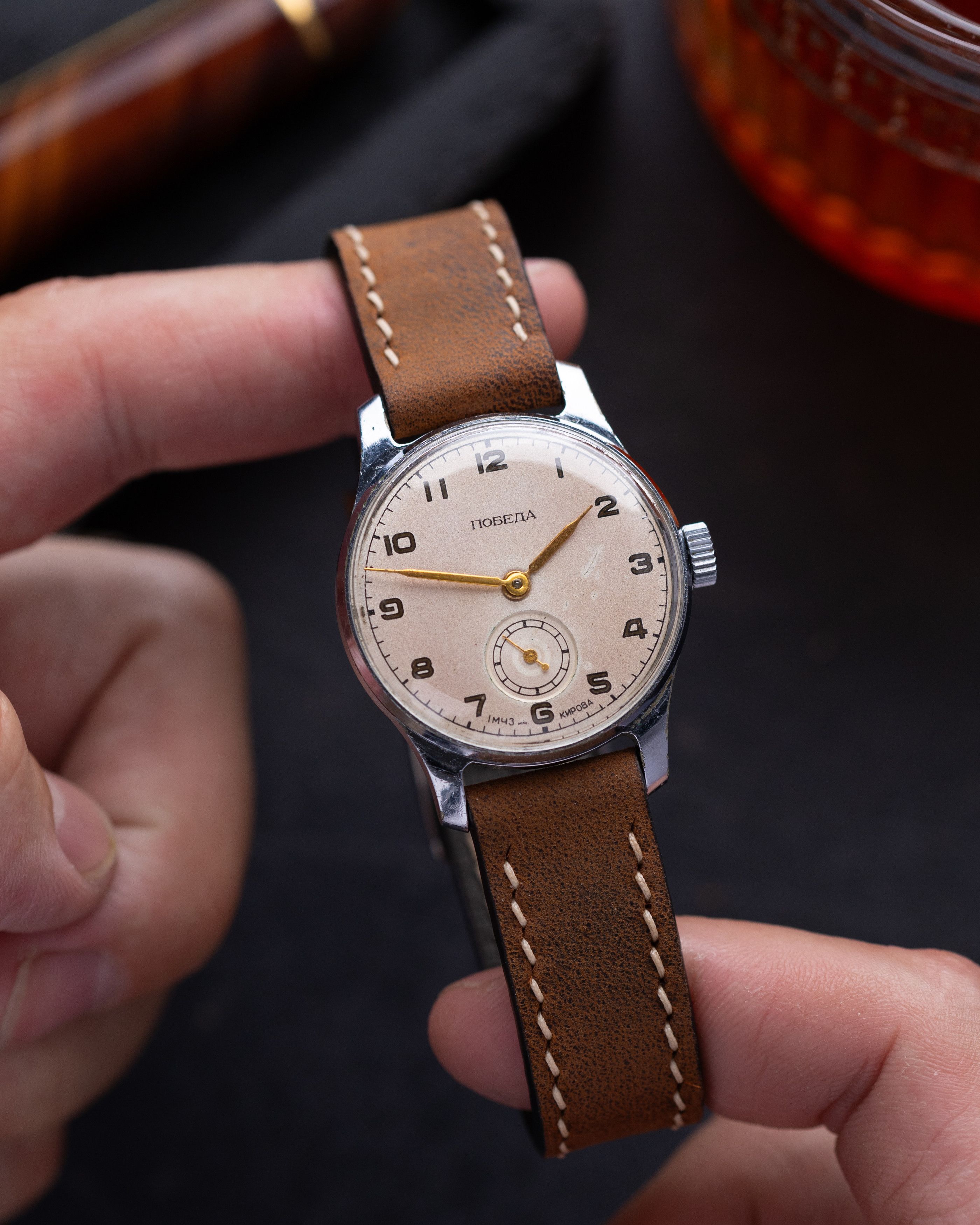 Other Pobeda Vintage Soviet Watch Patina Dial from 1950's Size 34 - 6 Thumbnail