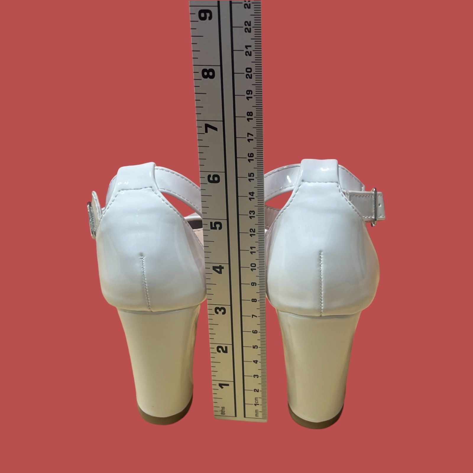 Other Forever - Women's Buckle Ankle Strap Chunky Heel Pumps - Whi Size US 6.5 / IT 36.5 - 7 Thumbnail