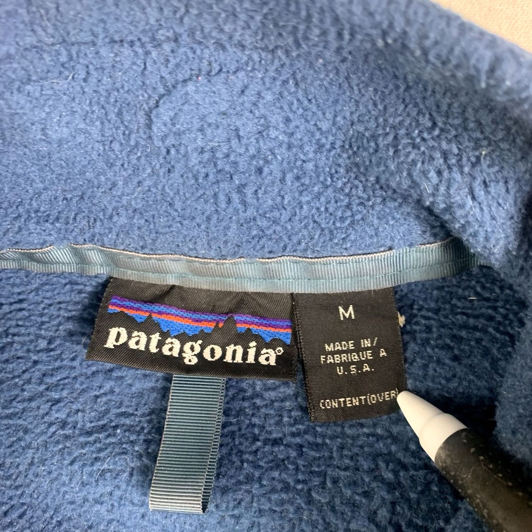 Patagonia VINTAGE Patagonia Full Zip SweatEr Mens M Blue Synchilla 90s USA Pattern Solid Sweater Size US M / EU 48-50 / 2 - 3 Thumbnail