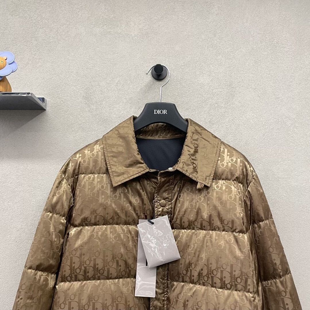 Dior dior logo puffer jacket in champagne brown Size US L / EU 52-54 / 3 - 4 Thumbnail