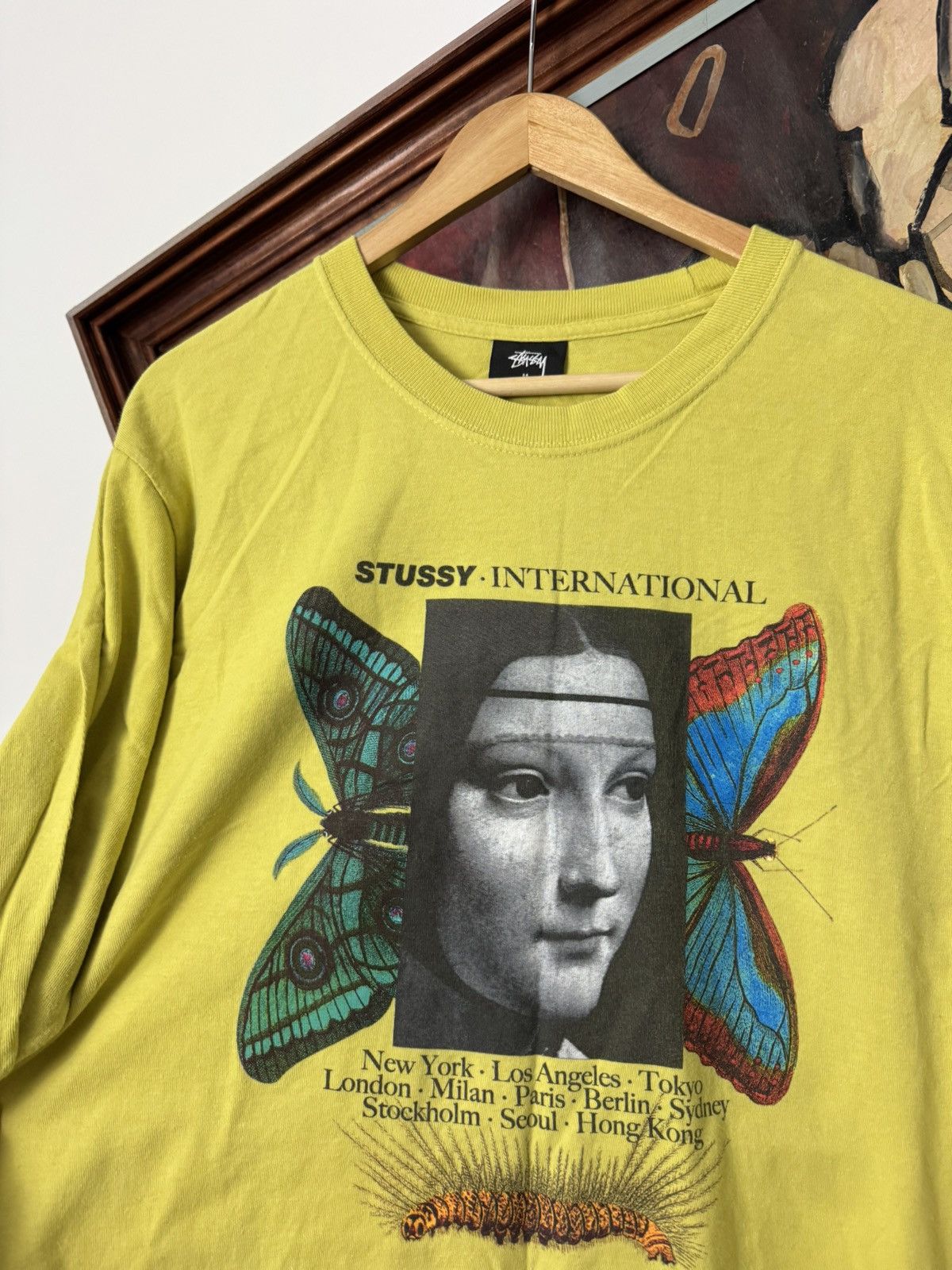 Stussy Stussy Mona Lisa Print Long Sleeve Butterfly Yellow Rare Y2k Size US M / EU 48-50 / 2 - 2 Thumbnail