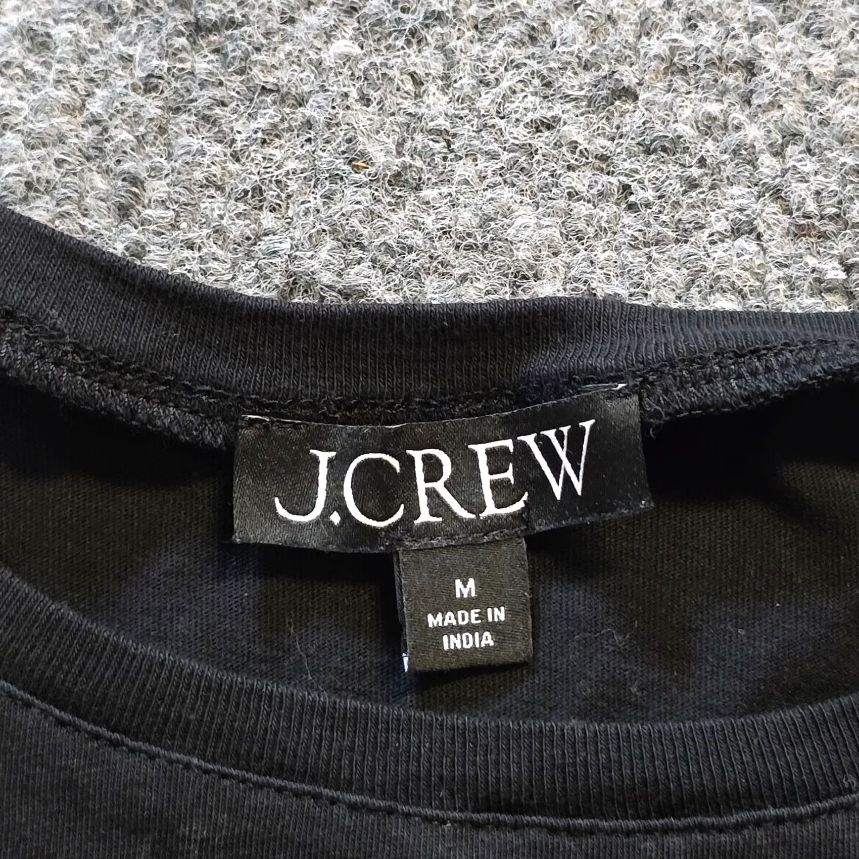 J.Crew J.CREW Top Women Medium Black Short Puffed Sleeves Round Neck Casual Cotton Knit Blouse Size M / US 6-8 / IT 42-44 - 3 Thumbnail