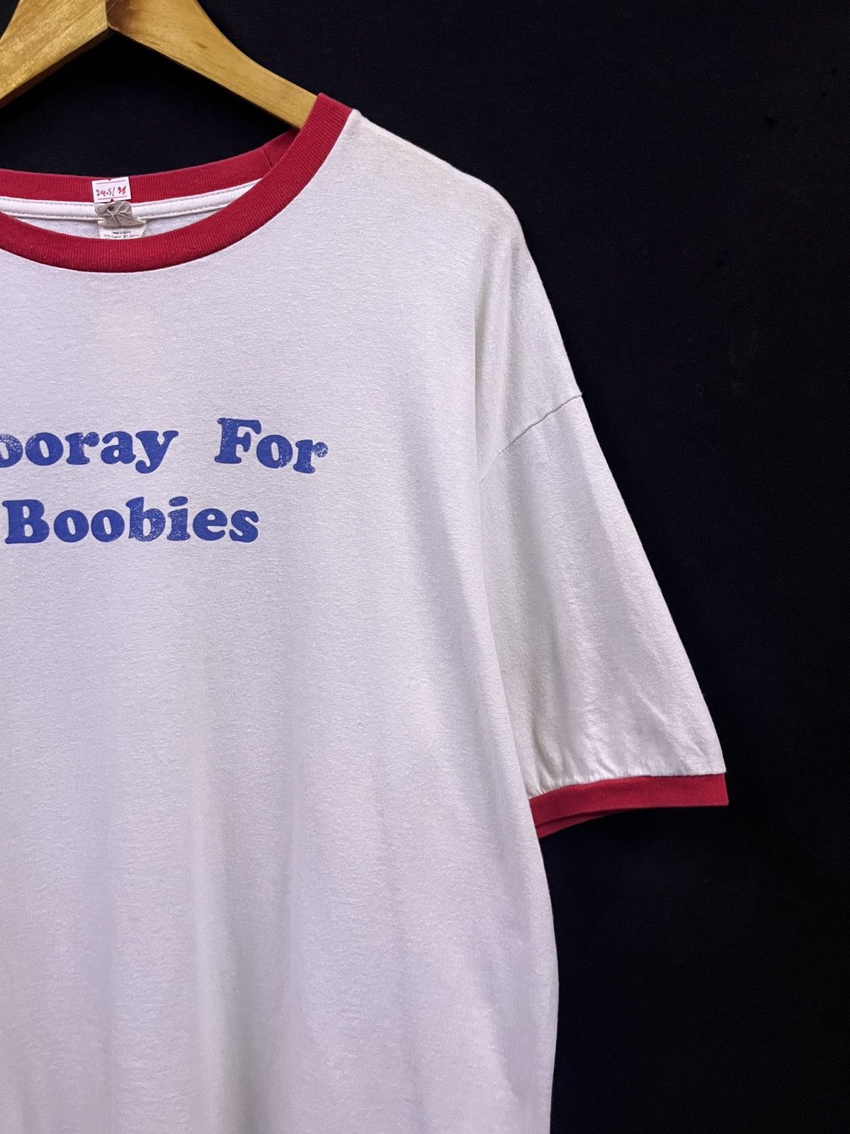 Band Tees VINTAGE ROCK OF AGES HOORAY FOR BOOBIES RINGER BAND TSHIRT Size US XL / EU 56 / 4 - 2 Thumbnail