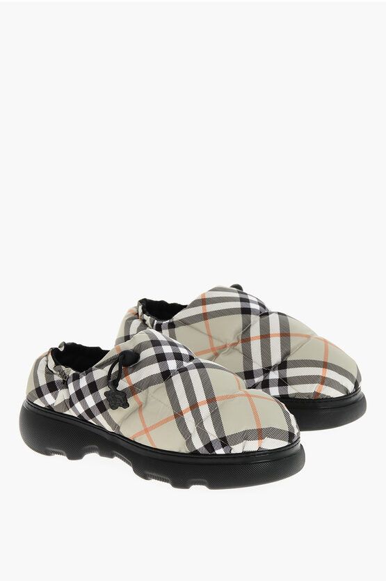 Tartan Patterned PUFFY Quilted Mules