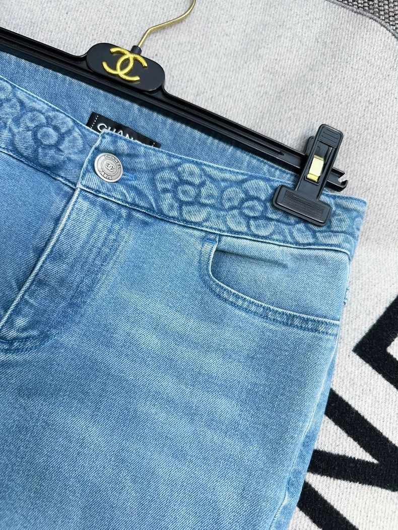 Chanel Chanel Blue Camellia Flared Jeans Size 37" - 4 Thumbnail