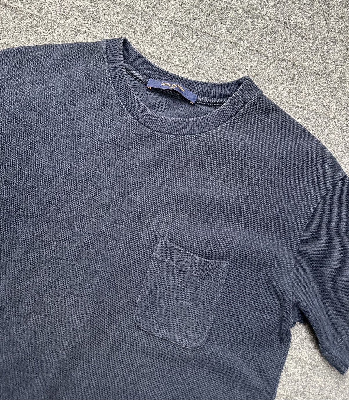 Louis Vuitton Louis Vuitton - Half Damier Pocket Tee - Navy Size US XS / EU 42 / 0 - 4 Thumbnail