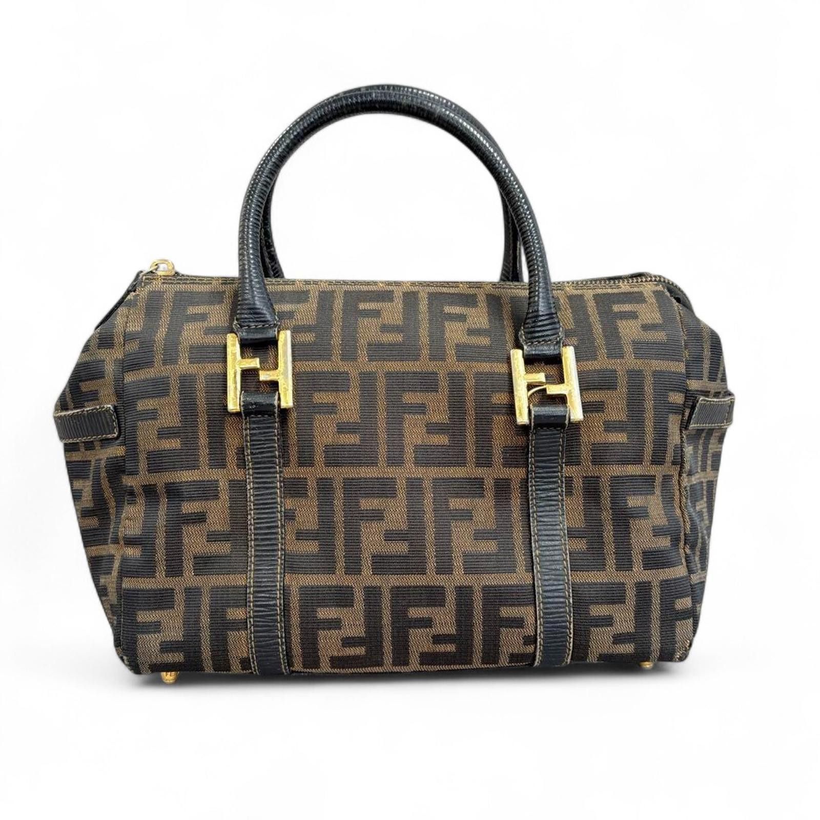 Fendi Fendi - Monogram Canvas Handbag with Leather Handles Size ONE SIZE - 3 Thumbnail