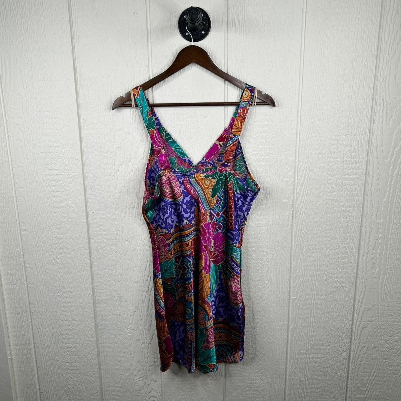 Other Vintage 80s Retro Pattern Silk Dress & Robe Sleep Set Medium Size M / US 6-8 / IT 42-44 - 6 Thumbnail