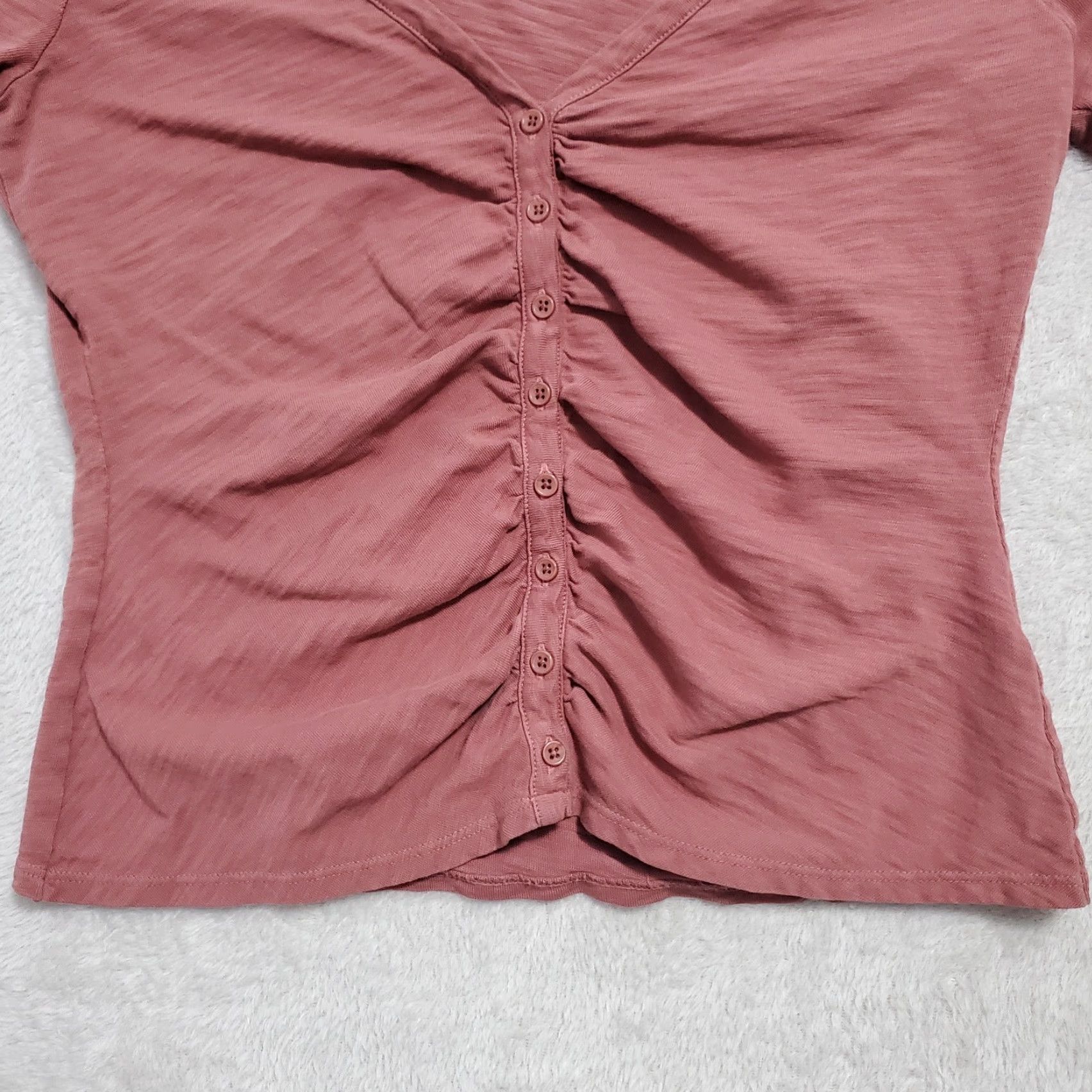 Nation LTD VINTAGE Nation LTD Los Angeles Top Women M Mauve Short Sleeve Fitted Button Tee Y2K Size M / US 6-8 / IT 42-44 - 5 Thumbnail