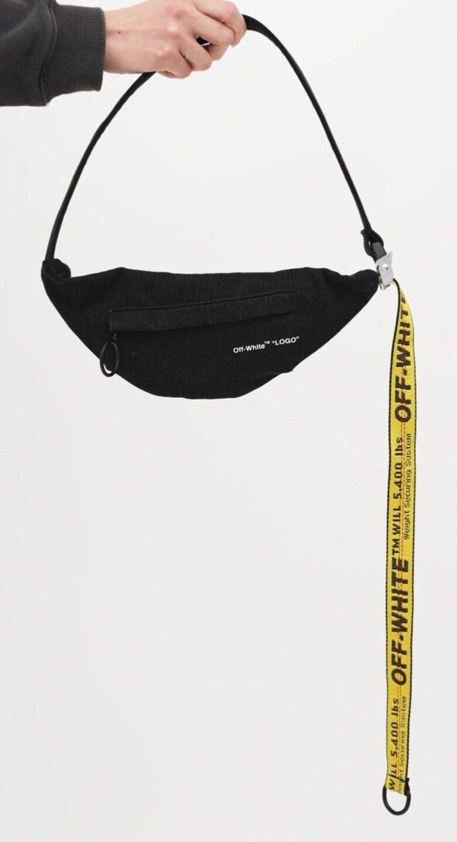 Off-White OFF-WHITE Denim Black Belt Bag w/ Yellow Industrial Strap Size ONE SIZE - 1 Thumbnail