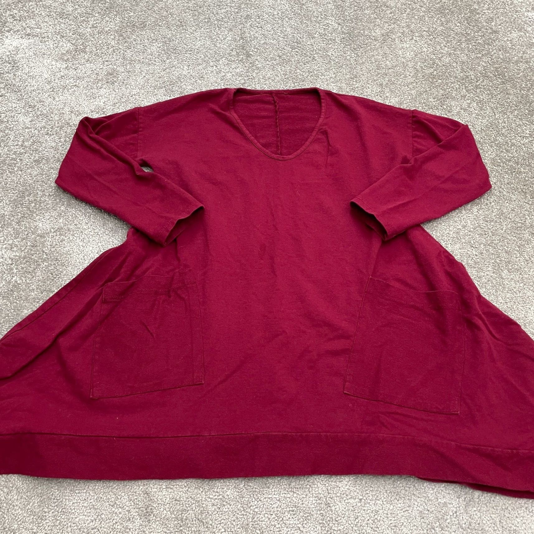 J Brand Italian Brand Blouse Womens One Size Red Pocket Long Pullover Top Tunic Relaxed Womens Size ONE SIZE - 2 Thumbnail