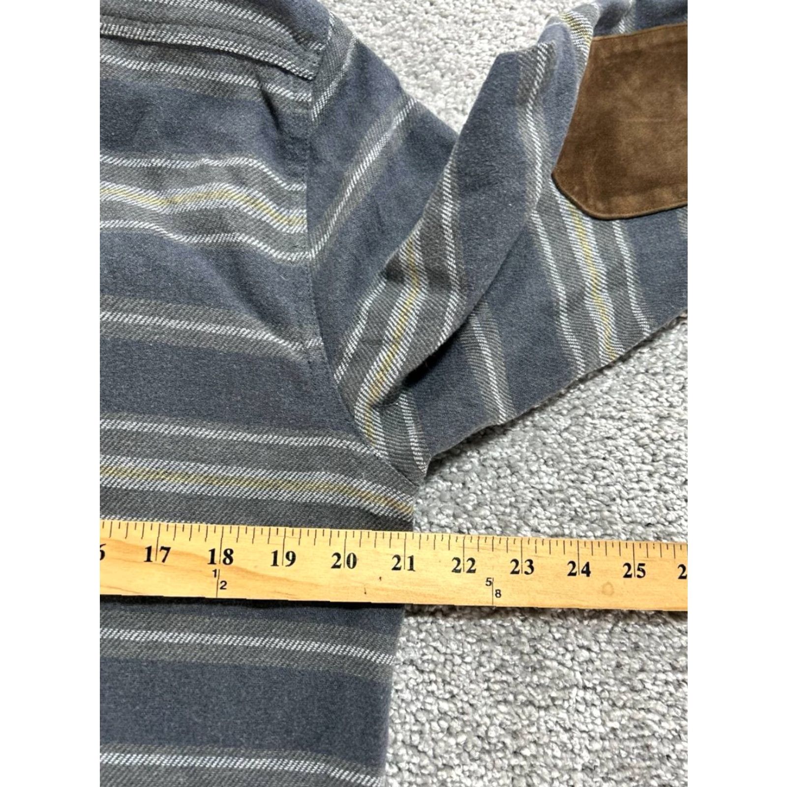 Faherty Faherty Shacket Mens Small Gray Flannel Striped Button Front Elbow Patch Pocket Casual Jacket Size US S / EU 44-46 / 1 - 7 Thumbnail