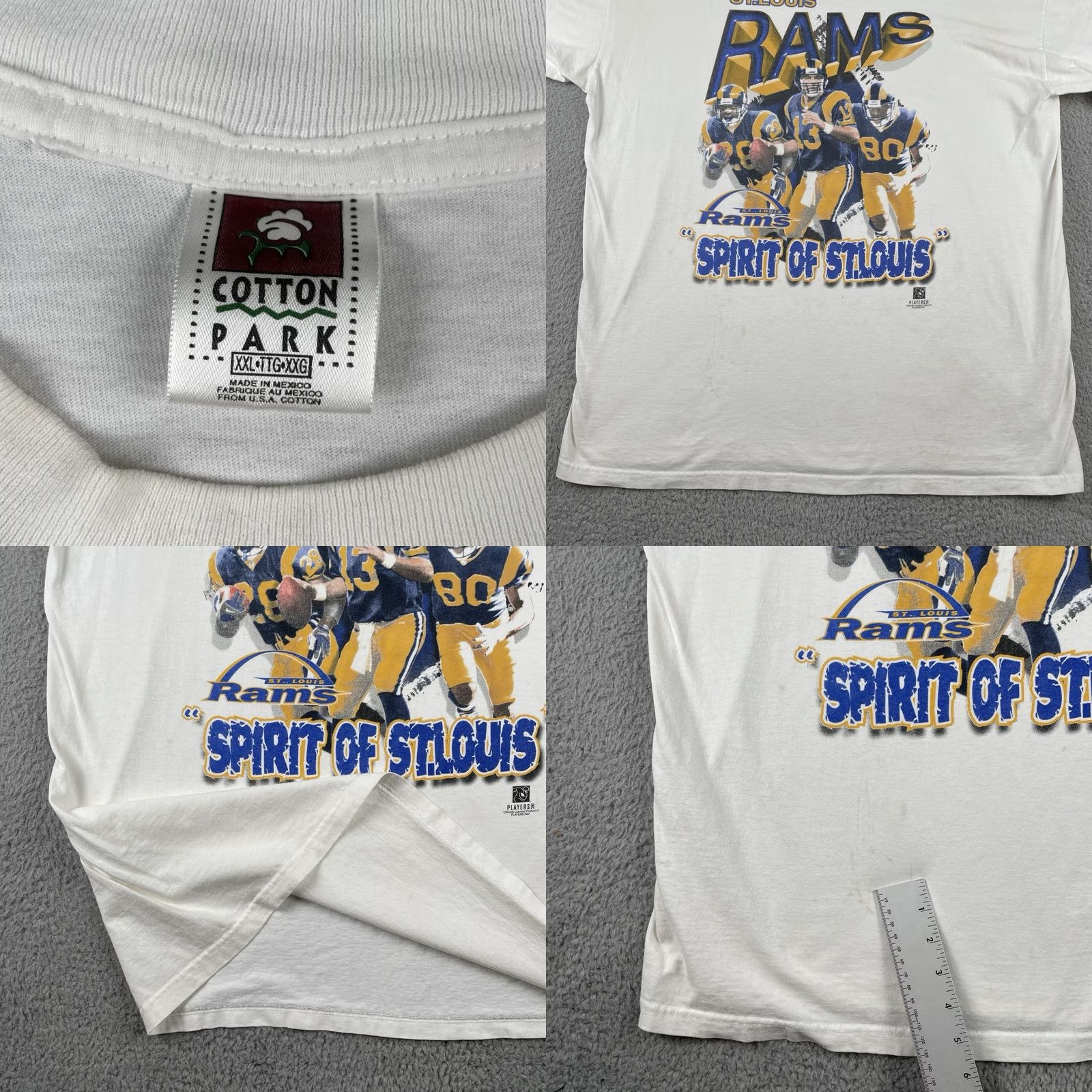 Vintage VINTAGE Cotton Park Shirt 2XL Mens White NFL St. Louis Rams Spirit 90s Classic Sports Park Cotton Shirt Size US XXL / EU 58 / 5 - 8 Thumbnail