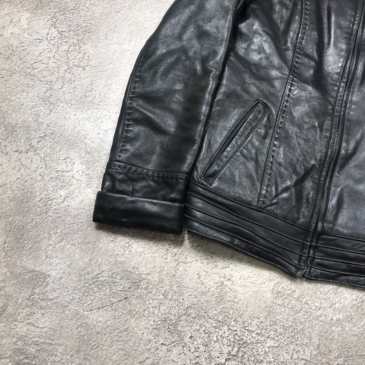 Genuine Leather Vintage Y2K Black Leather Jacket Streetwear Skate Bleached M Size M / US 6-8 / IT 42-44 - 4 Thumbnail