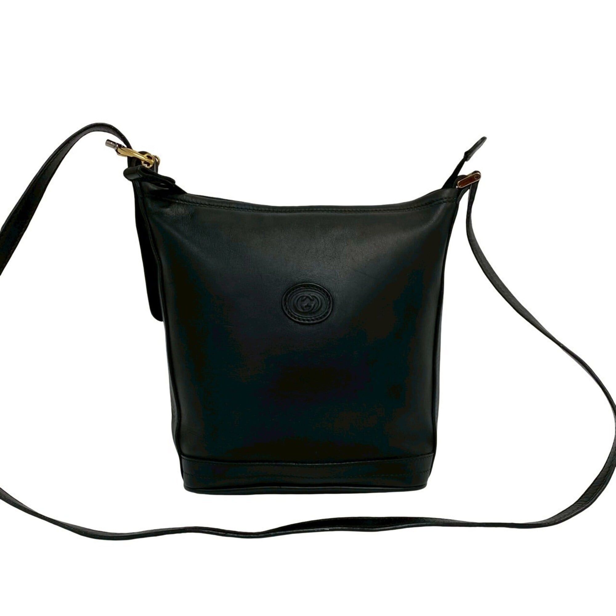 Gucci GUCCI Vintage GG Logo Leather Shoulder Bag/Sacoche/Pouch, Black, 38502 Size ONE SIZE - 1 Thumbnail