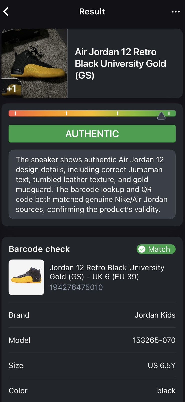 Jordan Brand Jordan 12 Retro University Gold Size US 6.5 / EU 39-40 - 8 Thumbnail