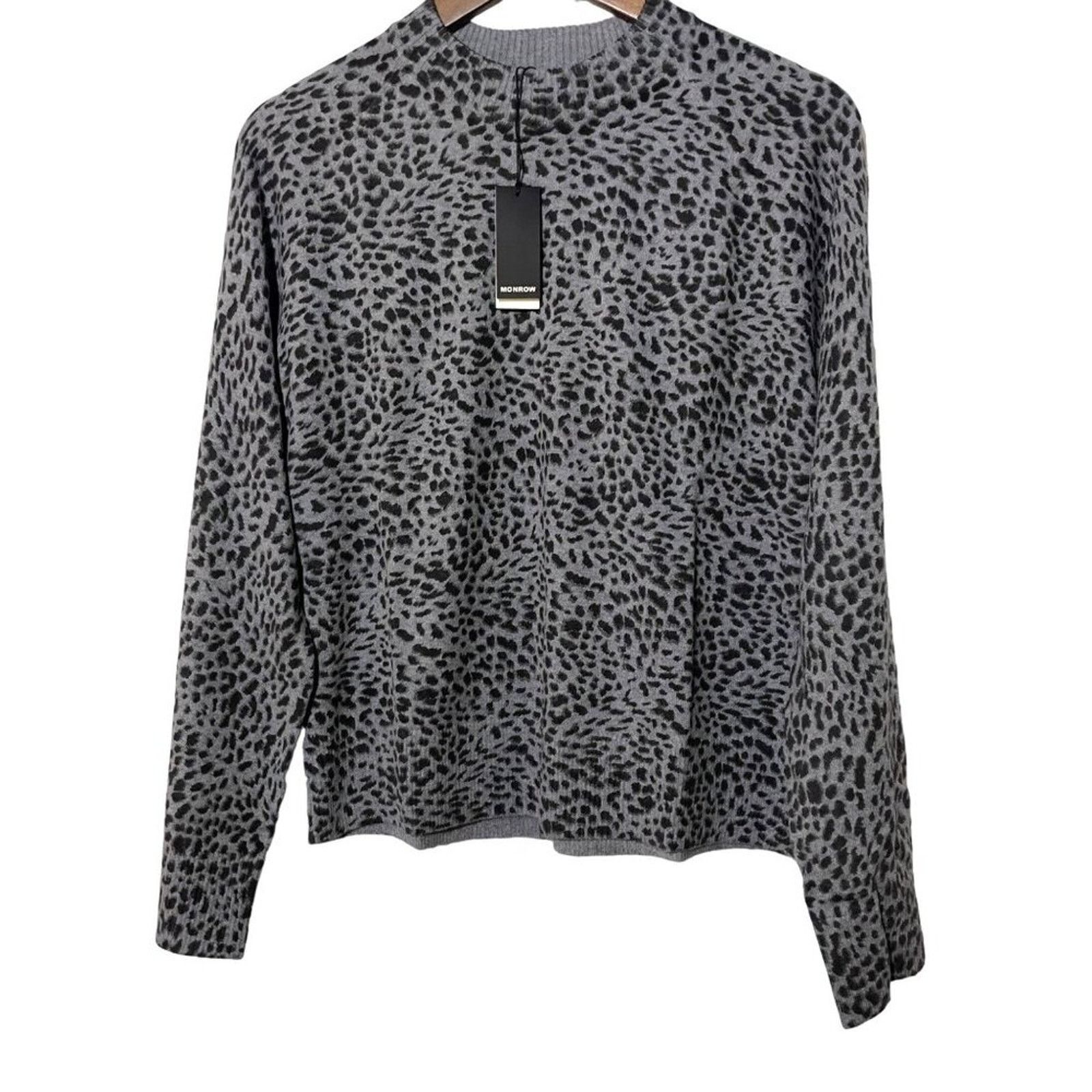 MONROW Monrow · Medium · Leopard Mock Neck Pullover Cotton Cashmere Size M / US 6-8 / IT 42-44 - 2 Thumbnail
