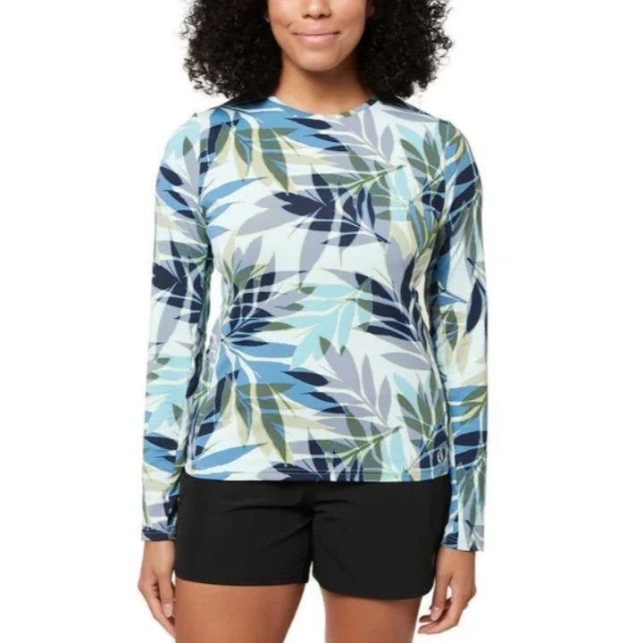Hang Ten Hang Ten M Tropical Leaf Long Sleeve Swim Shirt Modest Rashg Size M / US 6-8 / IT 42-44 - 9 Thumbnail
