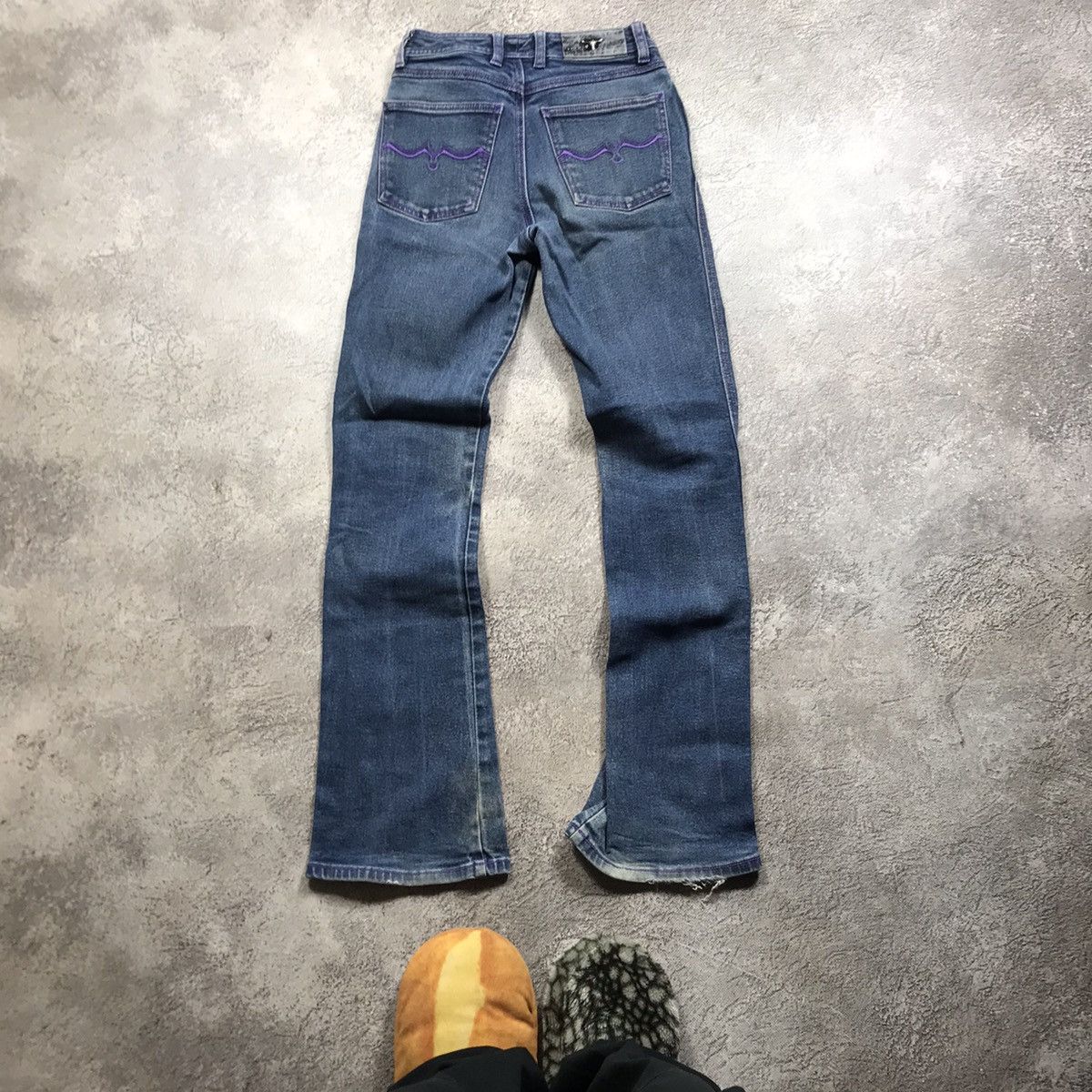 Vintage Vintage Y2K Distressed Flared Jeans Grunge Thrashed Baggy 28 Size 28" / US 6 / IT 42 - 4 Thumbnail