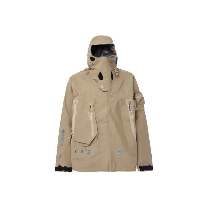 Off-White Nike x Off-White™ Beige Logo Print Hooded Jacket 0079 Size US XL / EU 56 / 4 - 1 Thumbnail