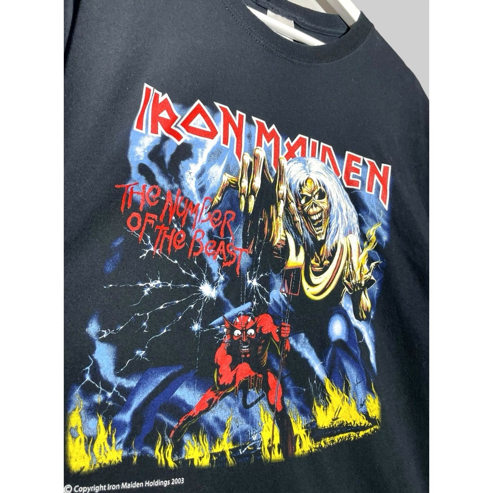 Vintage VINTAGE Iron Maiden T-Shirt 2XL Black Cotton Graphic Print Crew Neck Short Sleeve Mens Rock Band 2003 The Number Of The Beast Size US XXL / EU 58 / 5 - 5 Thumbnail