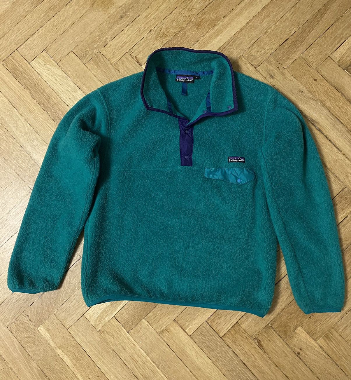 image of Men's 90's Vintage Patagonia Synchilla Green Fleece Pullover (Size Small)