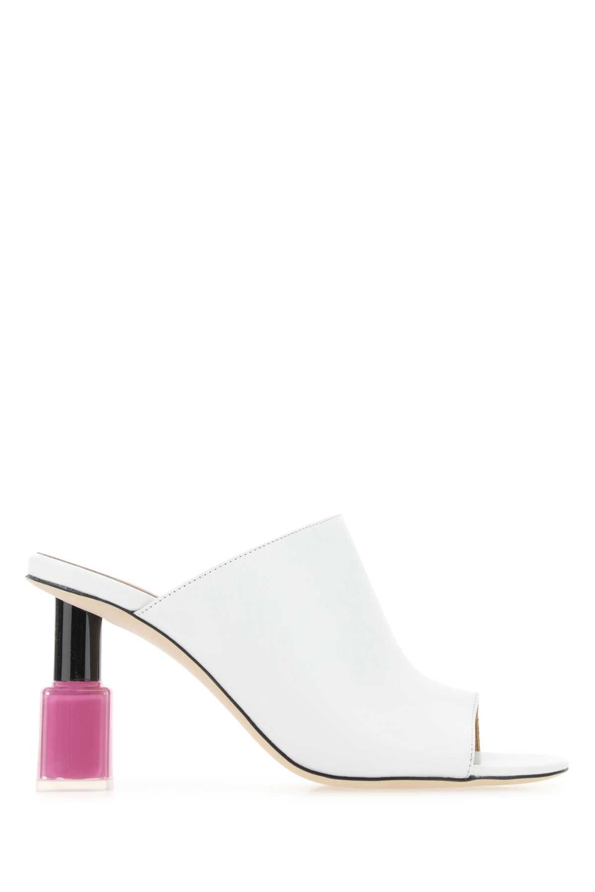 image of Loewe White Leather Nail Polish Mule Shoess Shoes, Women's (Size 7)